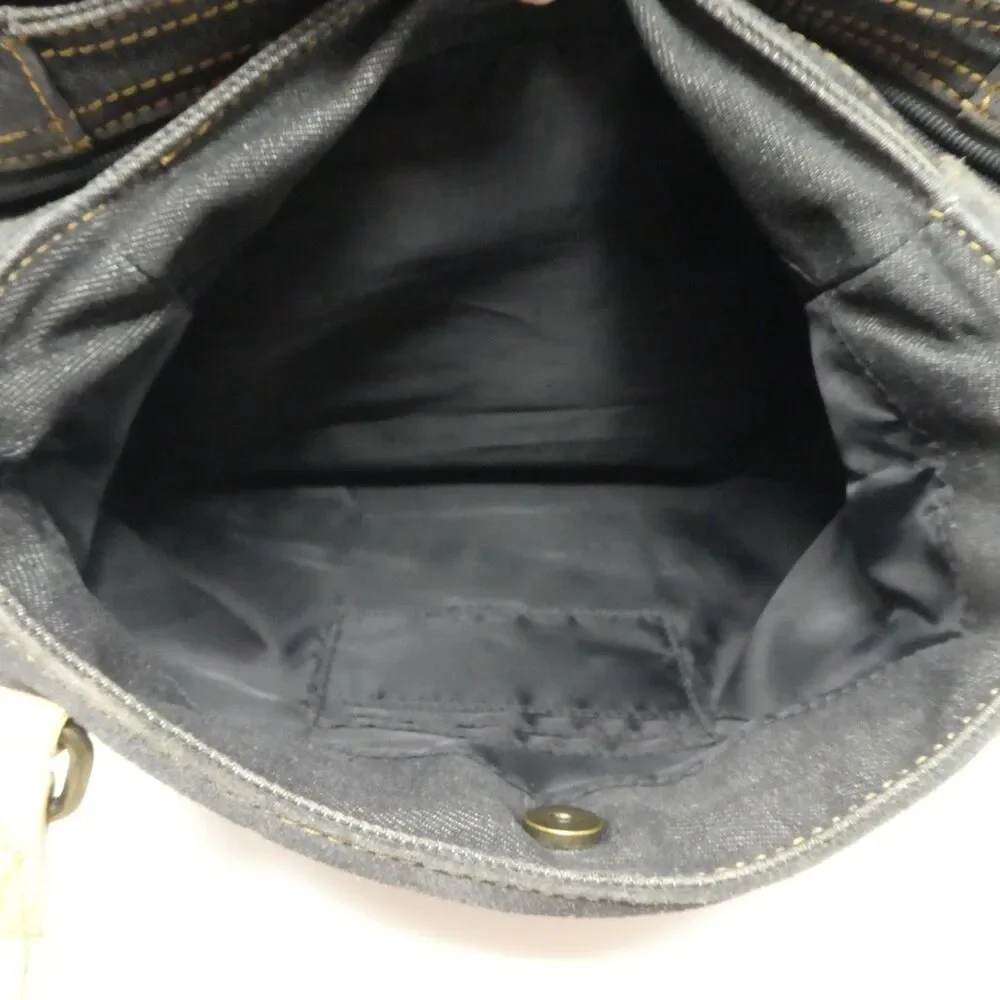 Sanpo Gray Suede Ostrich Leather Satchal Handbag Purse‎